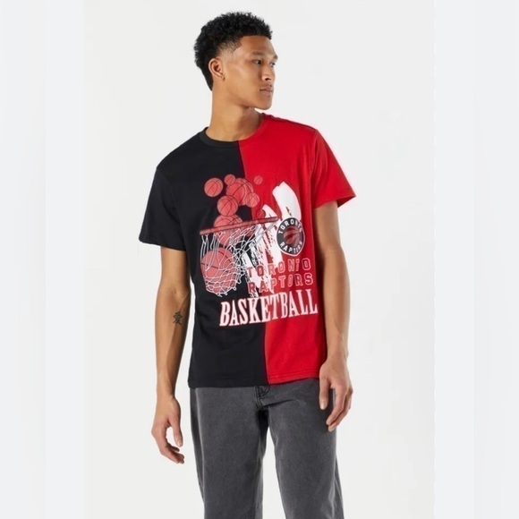 TORONTO Raptors Basketball Graphic T-Shirt Two Tone Red/Black - Size Medium - Picture 7 of 7